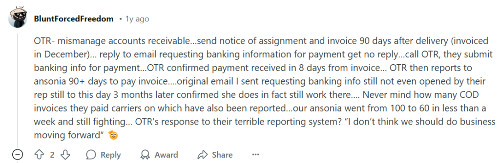 OTR Solutions call out